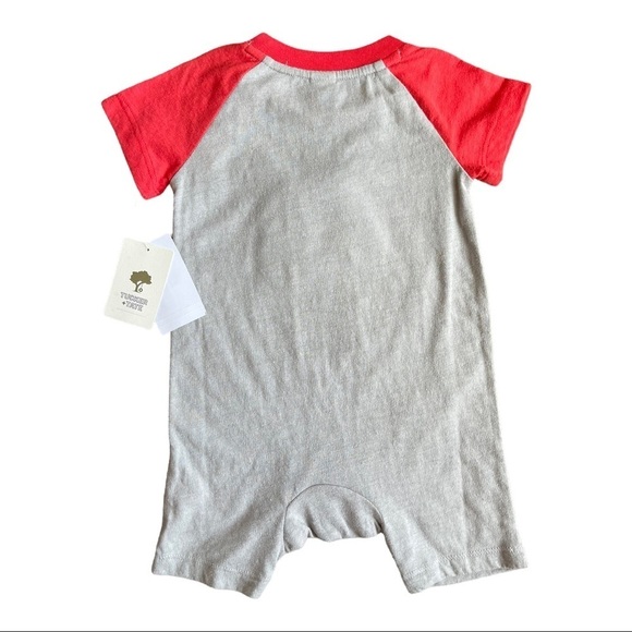 Tucker + Tate Boys Romper Backpack Applique Heather Grey Cotton Short Sleeve New - Picture 6 of 6